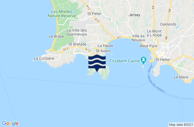 Mappa delle Getijden in Portelet Bay Beach, France
