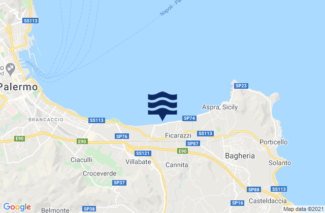 Mappa delle Getijden in Portella di Mare, Italy