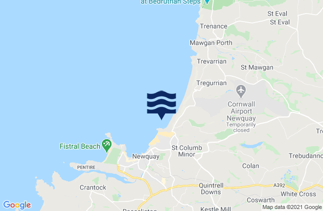 Mappa delle Getijden in Porth Beach, United Kingdom