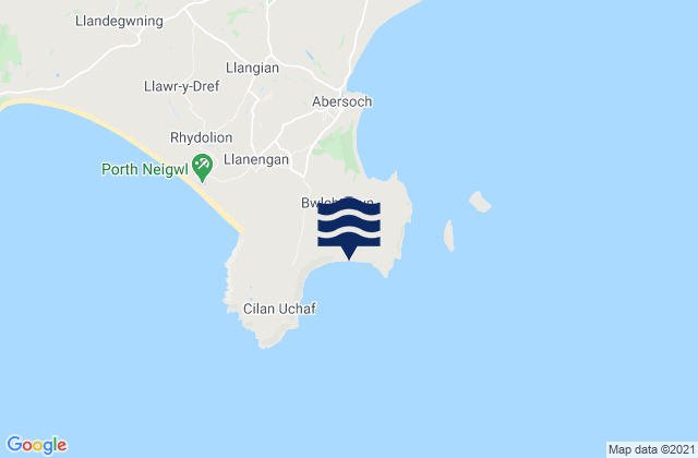 Mappa delle Getijden in Porth Ceiriad Beach, United Kingdom