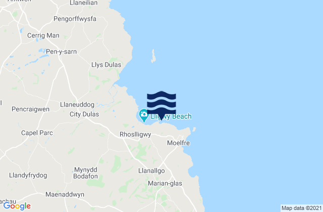 Mappa delle Getijden in Porth Forllwyd Beach, United Kingdom