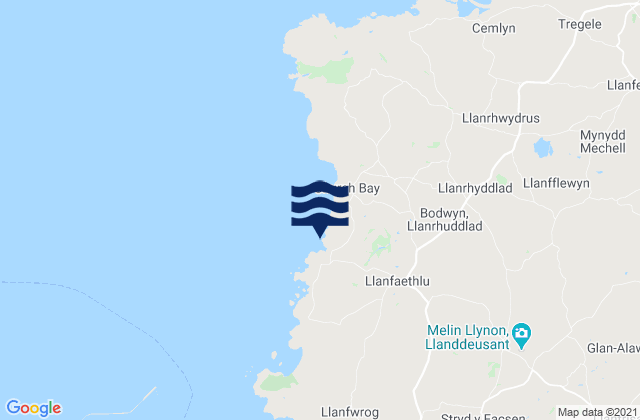 Mappa delle Getijden in Porth Trwyn Beach, United Kingdom