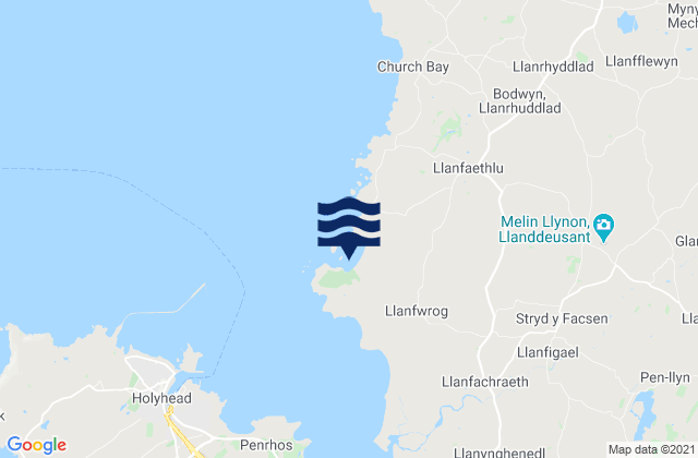 Mappa delle Getijden in Porth Tywyn Mawr Beach, United Kingdom