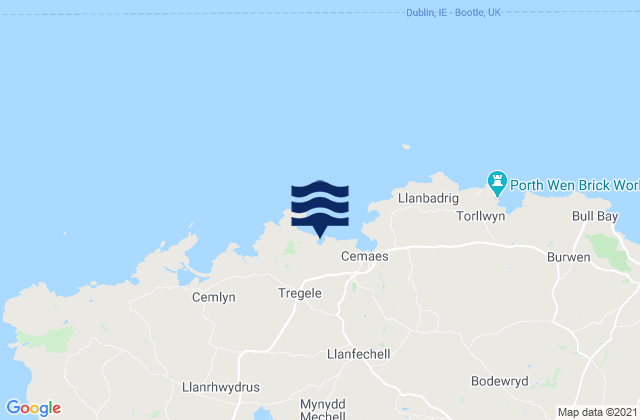 Mappa delle Getijden in Porth Wylfa Beach, United Kingdom