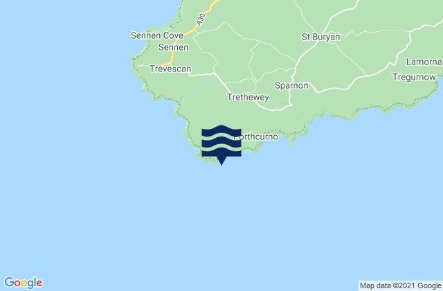 Mappa delle Getijden in Porthgwarra Beach, United Kingdom