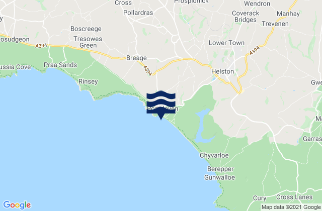 Mappa delle Getijden in Porthleven Beach, United Kingdom