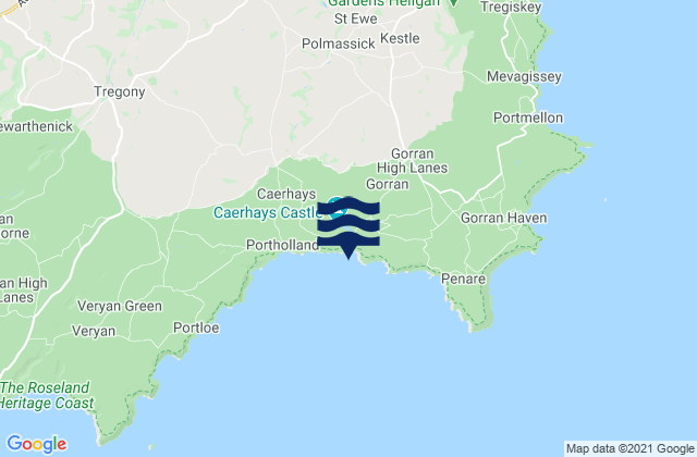 Mappa delle Getijden in Porthluney Cove Beach, United Kingdom