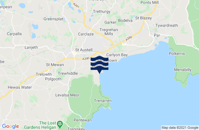 Mappa delle Getijden in Porthpean Beach, United Kingdom