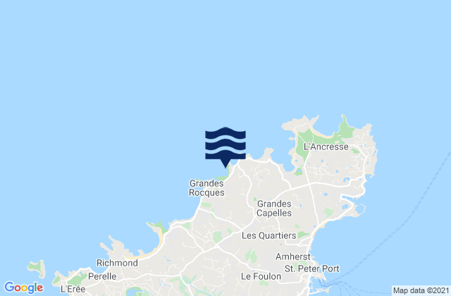 Mappa delle Getijden in Portinfer Beach, France