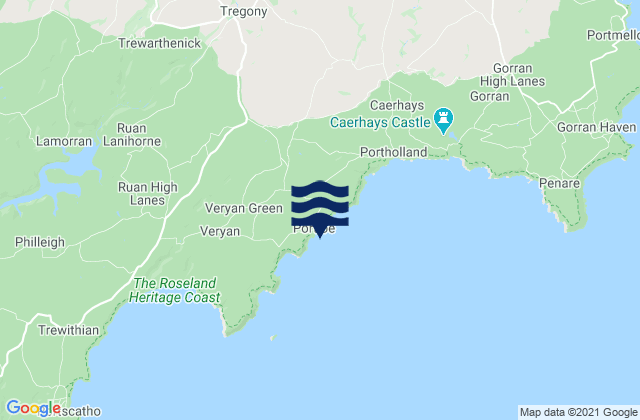 Mappa delle Getijden in Portloe Beach, United Kingdom