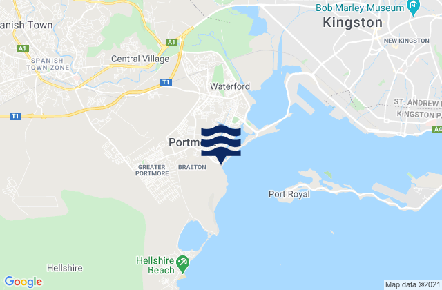 Mappa delle Getijden in Portmore, Jamaica