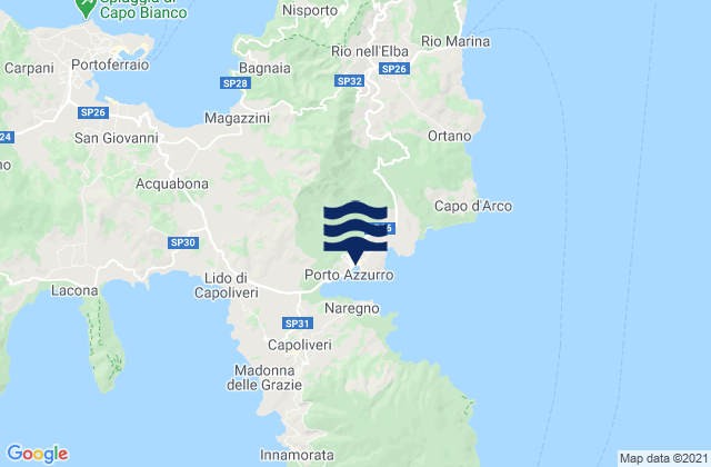 Mappa delle Getijden in Porto Azzurro, Italy