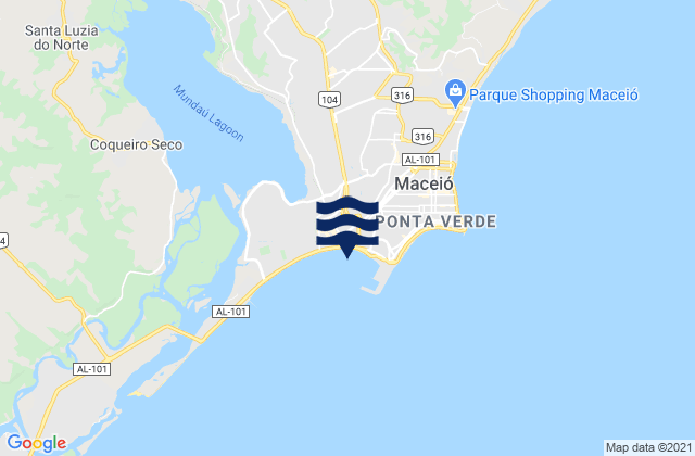 Mappa delle Getijden in Porto De Maceio, Brazil