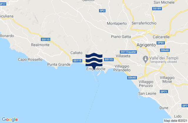 Mappa delle Getijden in Porto Empedocle, Italy