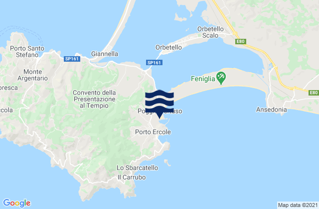 Mappa delle Getijden in Porto Ercole, Italy