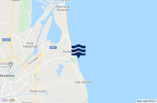 Mappa delle Getijden in Porto Fuori, Italy