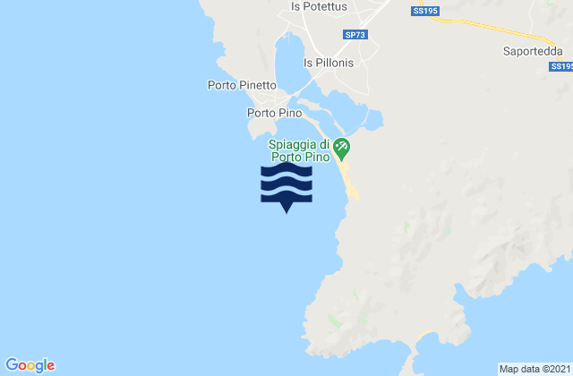 Mappa delle Getijden in Porto Pino, Italy