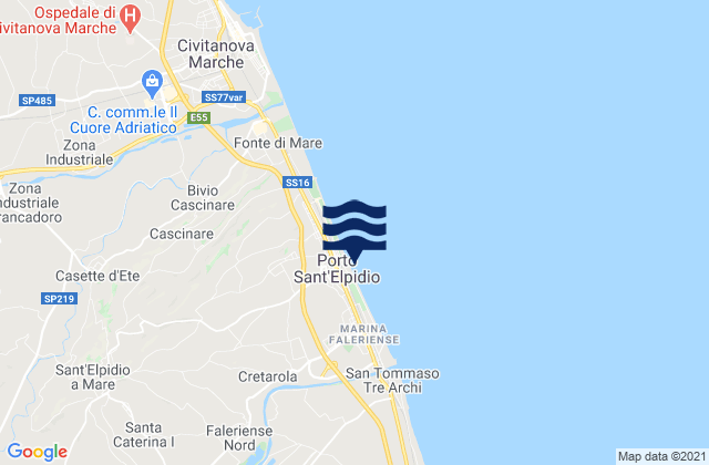 Mappa delle Getijden in Porto Sant'Elpidio, Italy