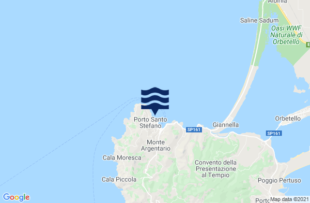 Mappa delle Getijden in Porto Santo Stefano, Italy