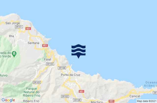 Mappa delle Getijden in Porto da Cruz Madeira Island, Portugal