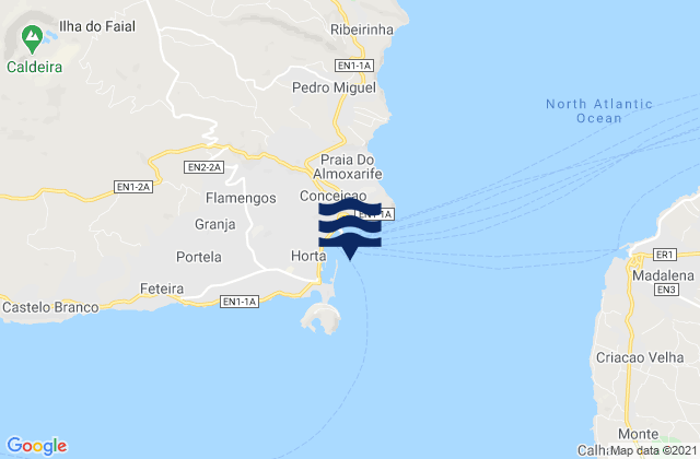 Mappa delle Getijden in Porto da Horta Ilha do Faial, Portugal