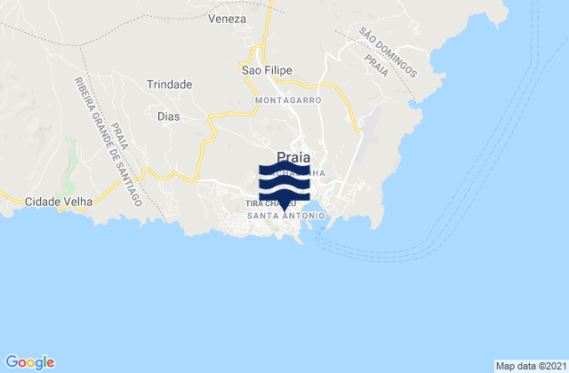 Mappa delle Getijden in Porto da Praia Sao Tiago Island, Cabo Verde