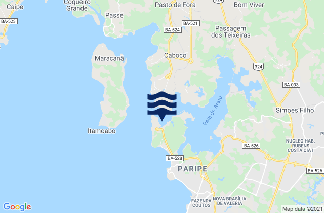 Mappa delle Getijden in Porto de Aratu, Brazil