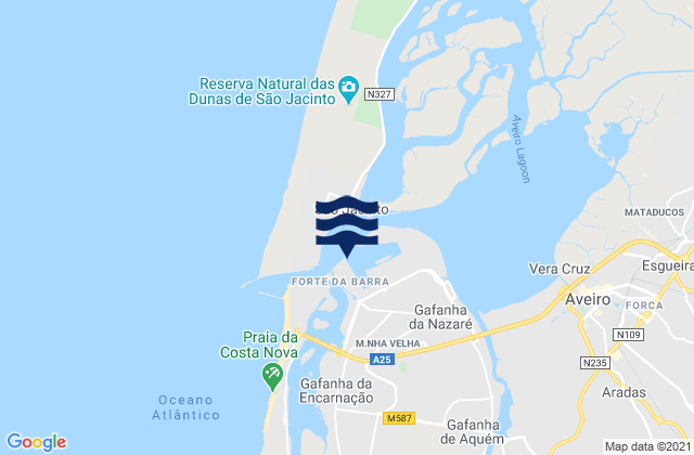Mappa delle Getijden in Porto de Aveiro, Portugal