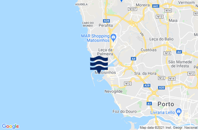 Mappa delle Getijden in Porto de Leixões, Portugal