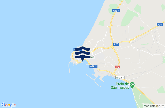 Mappa delle Getijden in Porto de Sines, Portugal