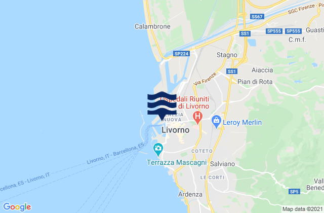 Mappa delle Getijden in Porto di Livorno, Italy