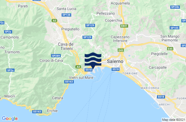 Mappa delle Getijden in Porto di Salerno, Italy