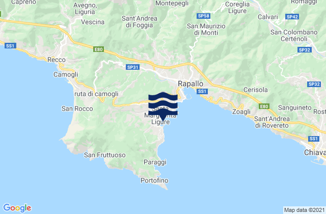 Mappa delle Getijden in Porto di Santa Margherita Ligure, Italy