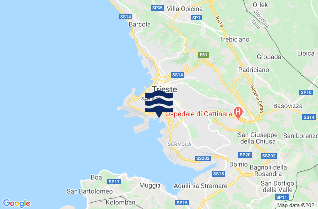 Mappa delle Getijden in Porto di Trieste, Italy