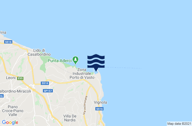 Mappa delle Getijden in Porto di Vasto, Italy