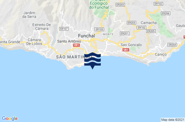 Mappa delle Getijden in Porto do Funchal Madeira Island, Portugal