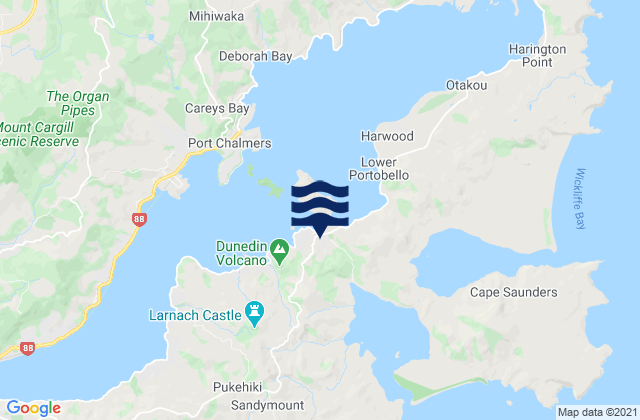 Mappa delle Getijden in Portobello, New Zealand