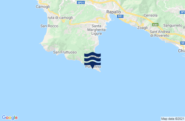 Mappa delle Getijden in Portofino, Italy