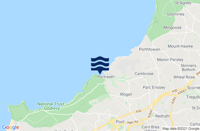 Mappa delle Getijden in Portreath Beach, United Kingdom