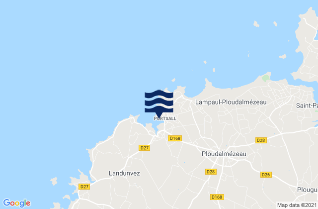 Mappa delle Getijden in Portsall, France