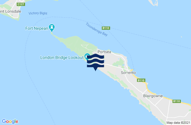 Mappa delle Getijden in Portsea Surf Beach, Australia