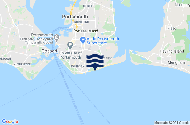 Mappa delle Getijden in Portsmouth, United Kingdom