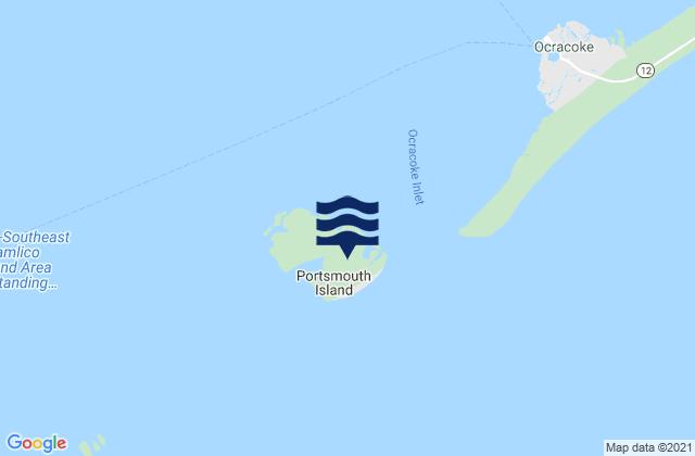 Mappa delle Getijden in Portsmouth Island, United States