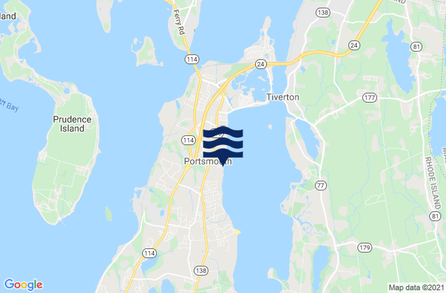 Mappa delle Getijden in Portsmouth, United States