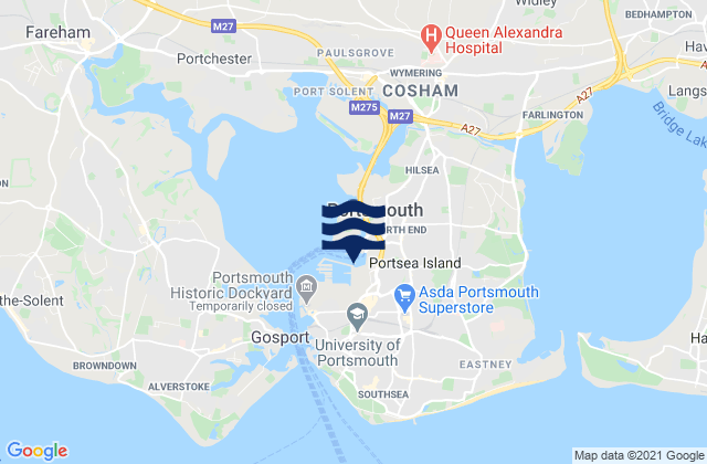 Mappa delle Getijden in Portsmouth, United Kingdom