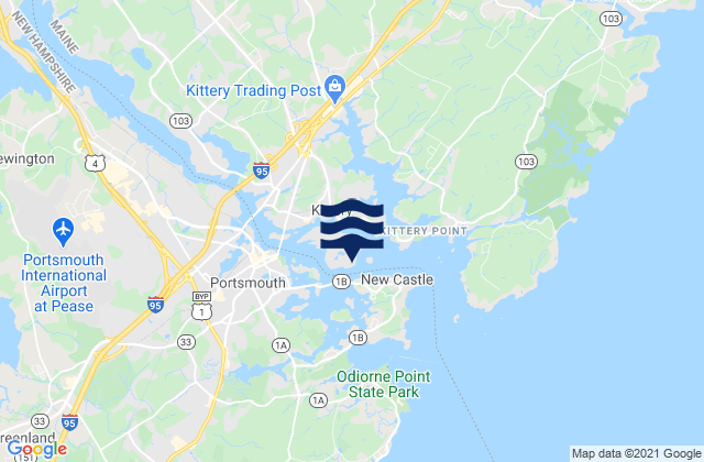 Mappa delle Getijden in Portsmouth, United States
