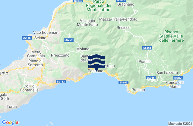 Mappa delle Getijden in Positano, Italy