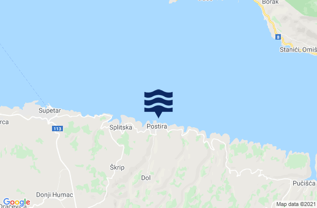 Mappa delle Getijden in Postira, Croatia