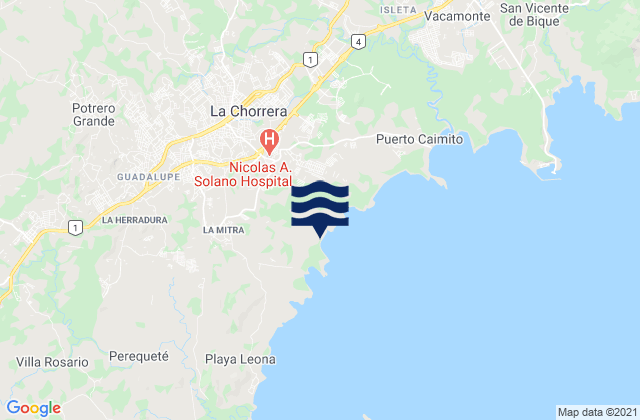 Mappa delle Getijden in Potrero Grande, Panama