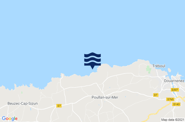Mappa delle Getijden in Poullan-sur-Mer, France